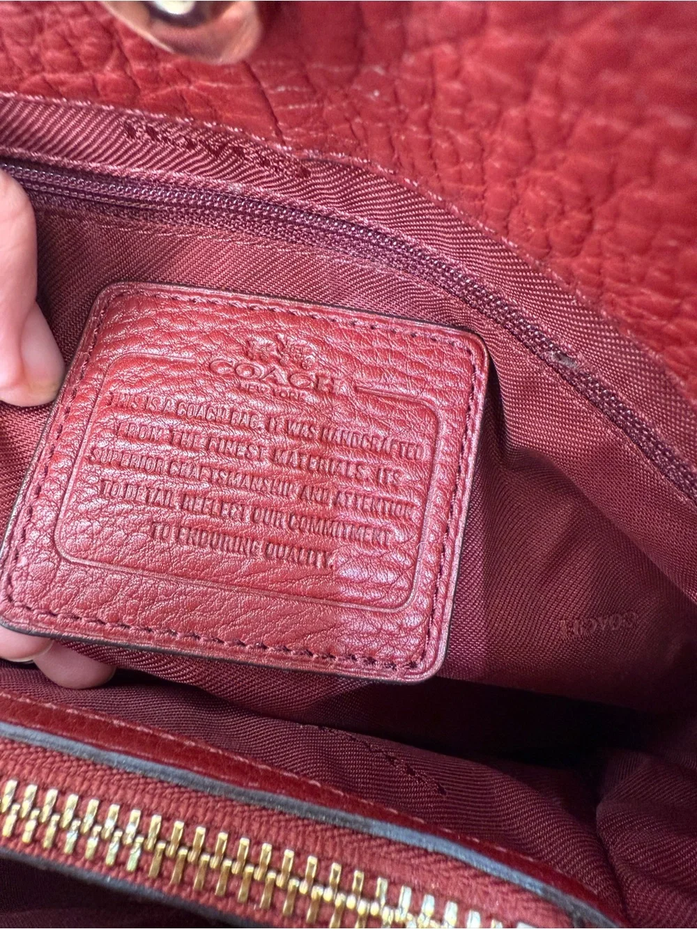 Coach Christie Red Pebbled Leather Carryall Satchel with Gold Hardware-EUC